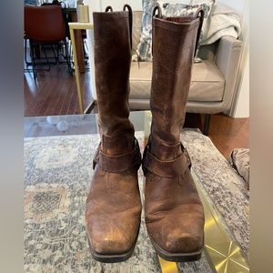 Massimo Brown Leather Biker Boots